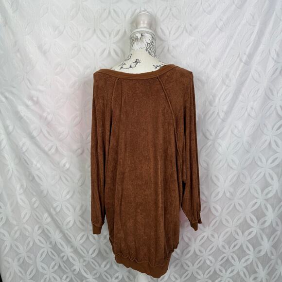 Free People Take It Off Textured Pullover Oversized Sweater in Terracotta Size M - Picture 7 of 9
